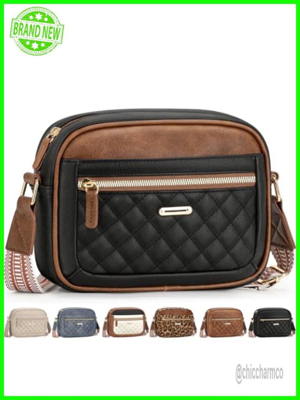 Waterproof Vegan Leather Crossbody Bag Quilted Convertible Fanny Pack Purse